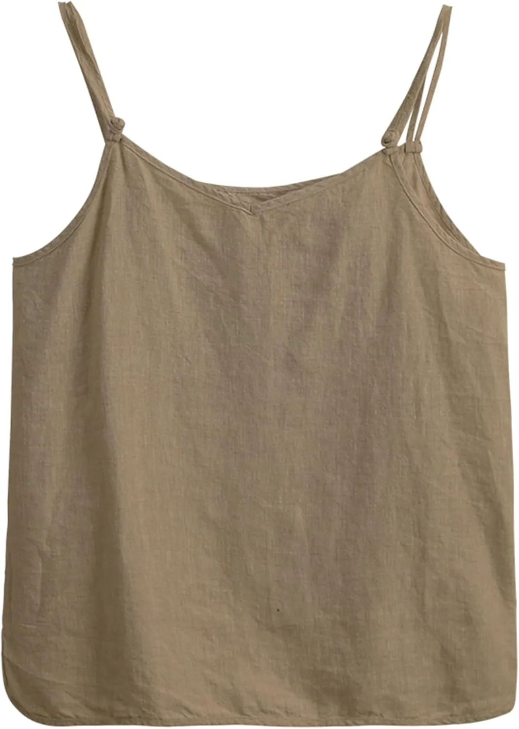 100% Linen Tank Top for Women - Adjustable Strap Camisole V-Neck Sleeveless Cami Shirt Loose Fit Summer Top