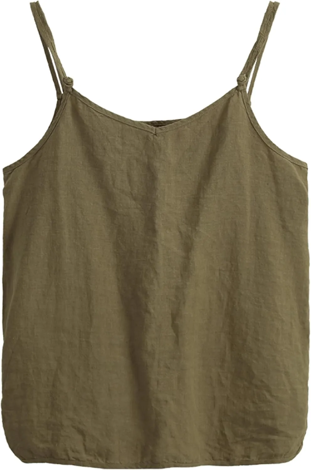 100% Linen Tank Top for Women - Adjustable Strap Camisole V-Neck Sleeveless Cami Shirt Loose Fit Summer Top
