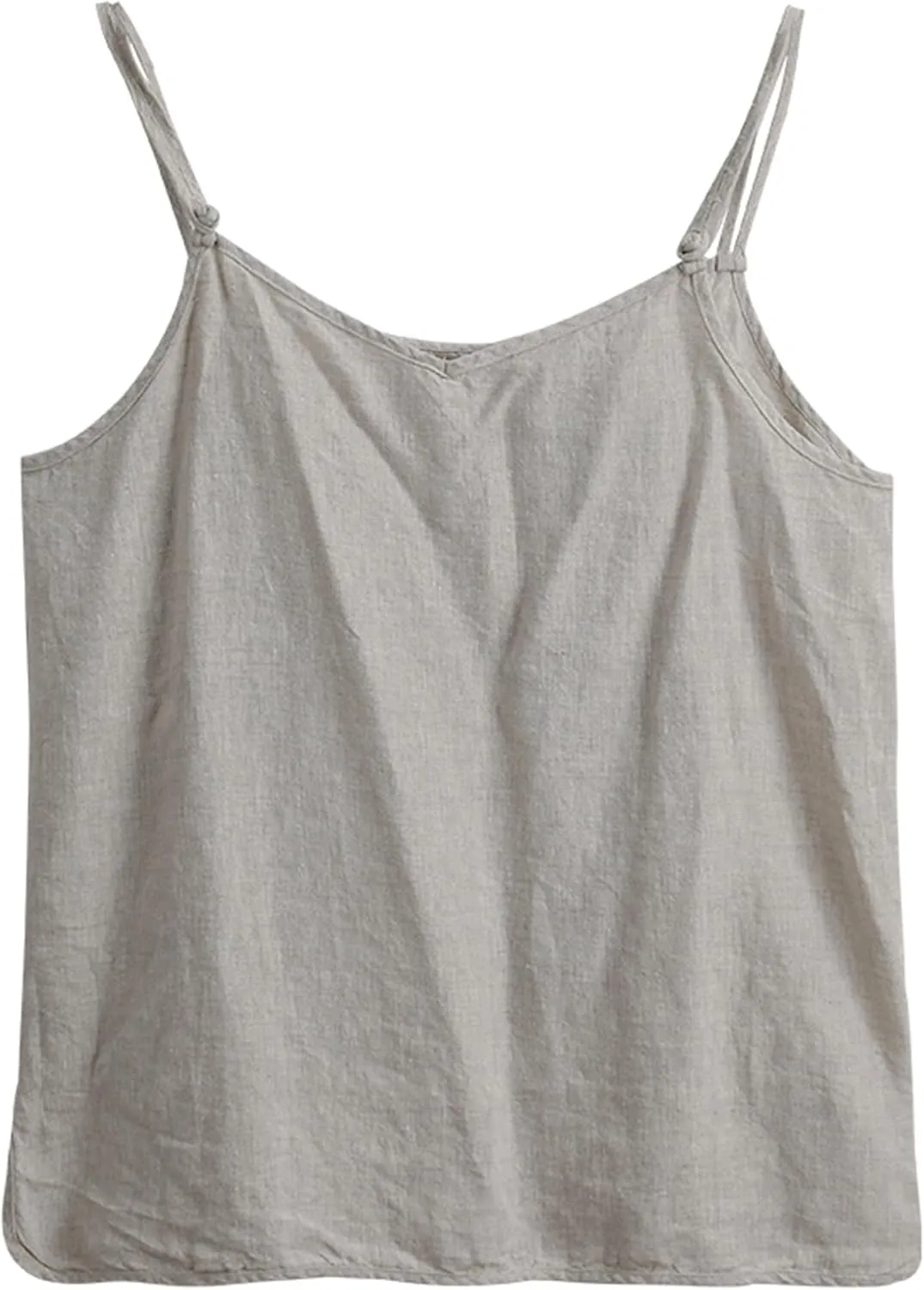 100% Linen Tank Top for Women - Adjustable Strap Camisole V-Neck Sleeveless Cami Shirt Loose Fit Summer Top
