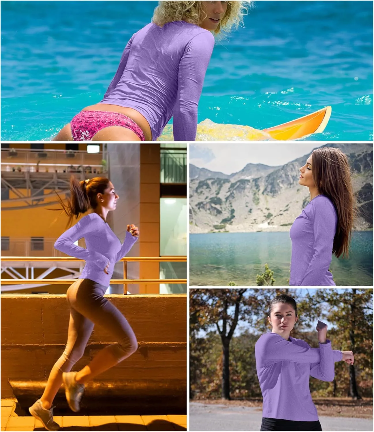 1/6 Pack Women's Quick Dry Fit Long Sleeve Shirts, UPF 50  Rash Guard Swim Fishing SPF UV Sun Protection Shirts
