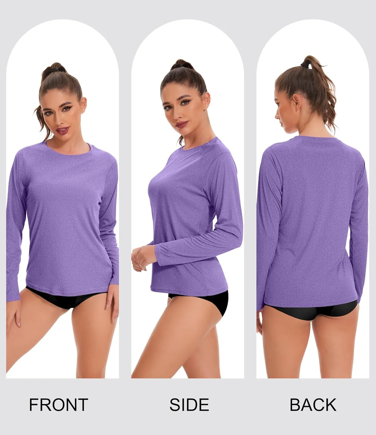 1/6 Pack Women's Quick Dry Fit Long Sleeve Shirts, UPF 50  Rash Guard Swim Fishing SPF UV Sun Protection Shirts