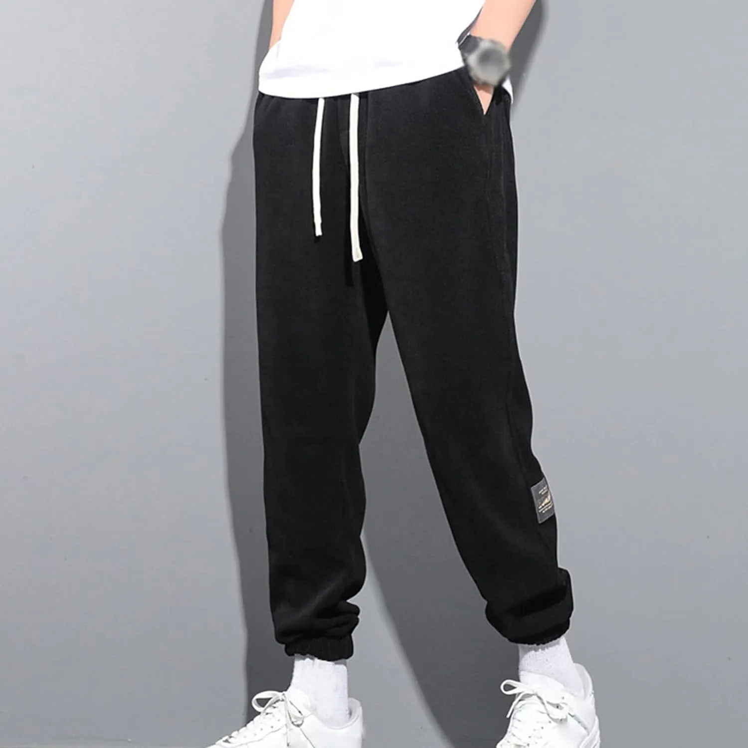 2023 Mens Corduroy Hiking Pants Plus Size Harem Sweatpants Stylish Work Sports Loose Outdoor Trousers Jogger with Pockets