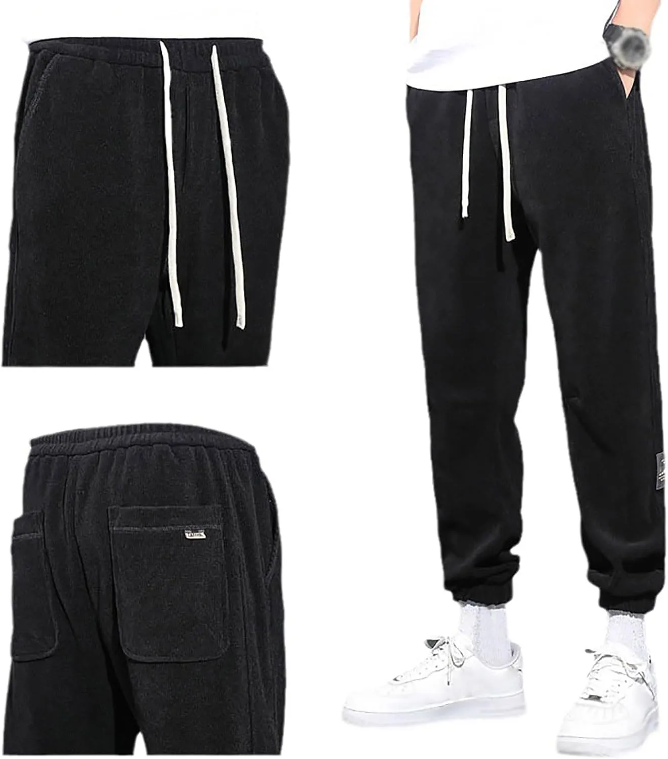 2023 Mens Corduroy Hiking Pants Plus Size Harem Sweatpants Stylish Work Sports Loose Outdoor Trousers Jogger with Pockets