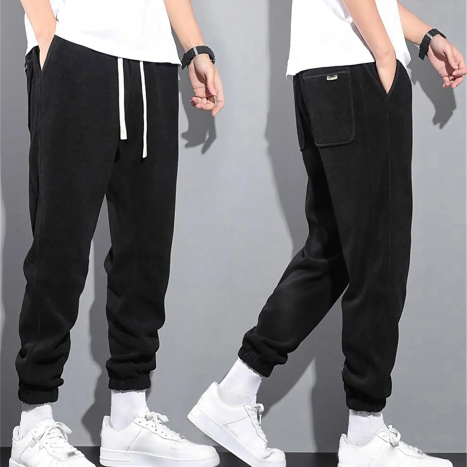 2023 Mens Corduroy Hiking Pants Plus Size Harem Sweatpants Stylish Work Sports Loose Outdoor Trousers Jogger with Pockets