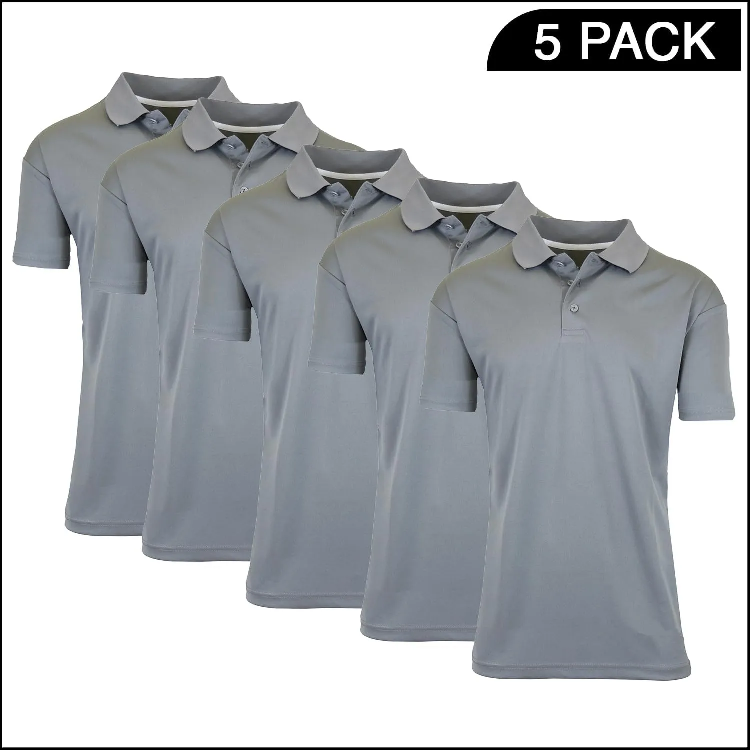 5-Pack Men's Dry Fit Moisture-Wicking Polo Shirt (S-3XL)