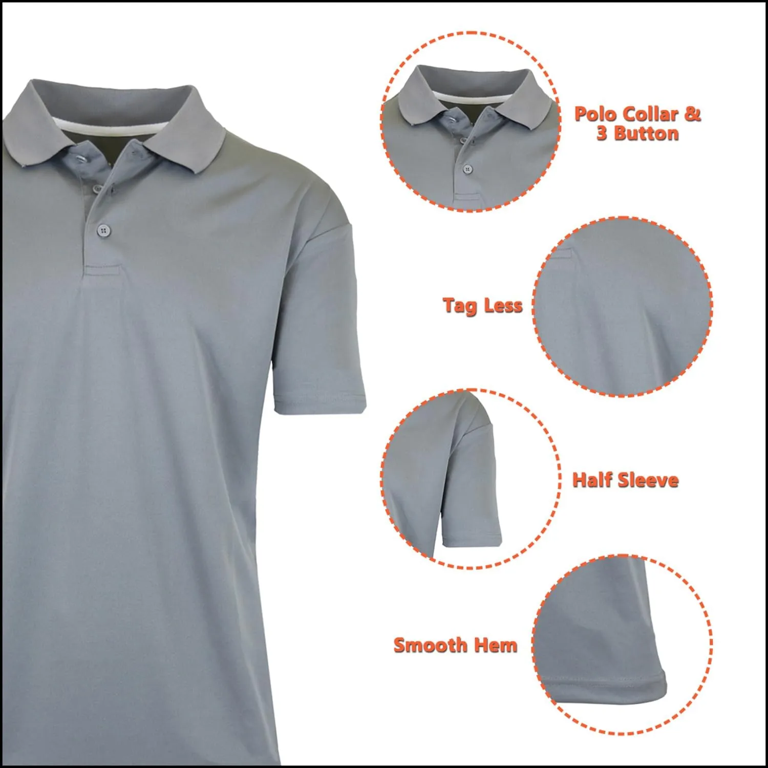 5-Pack Men's Dry Fit Moisture-Wicking Polo Shirt (S-3XL)