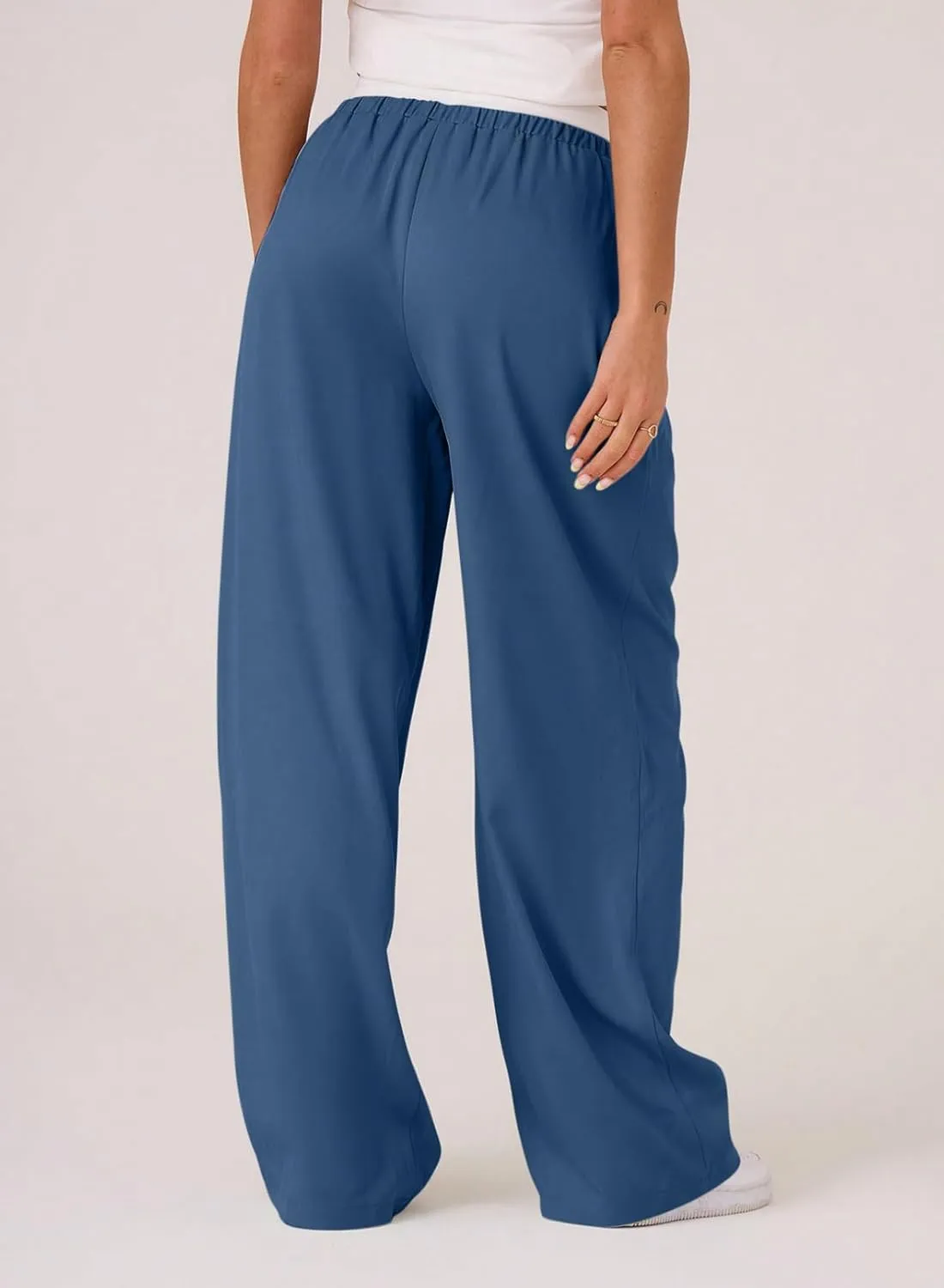 Acelitt Womens Winter Pants 2024 Wide Leg Drawstring Elastic Waist Casual Loose Comfy Trousers with Pockets