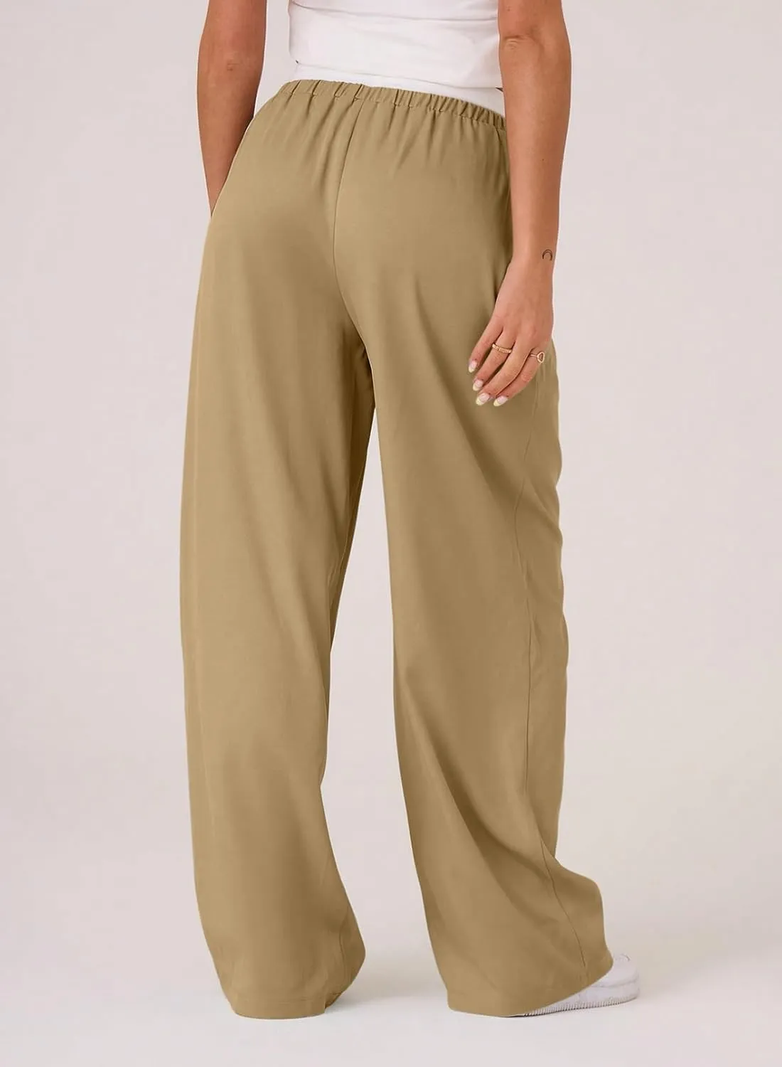 Acelitt Womens Winter Pants 2024 Wide Leg Drawstring Elastic Waist Casual Loose Comfy Trousers with Pockets