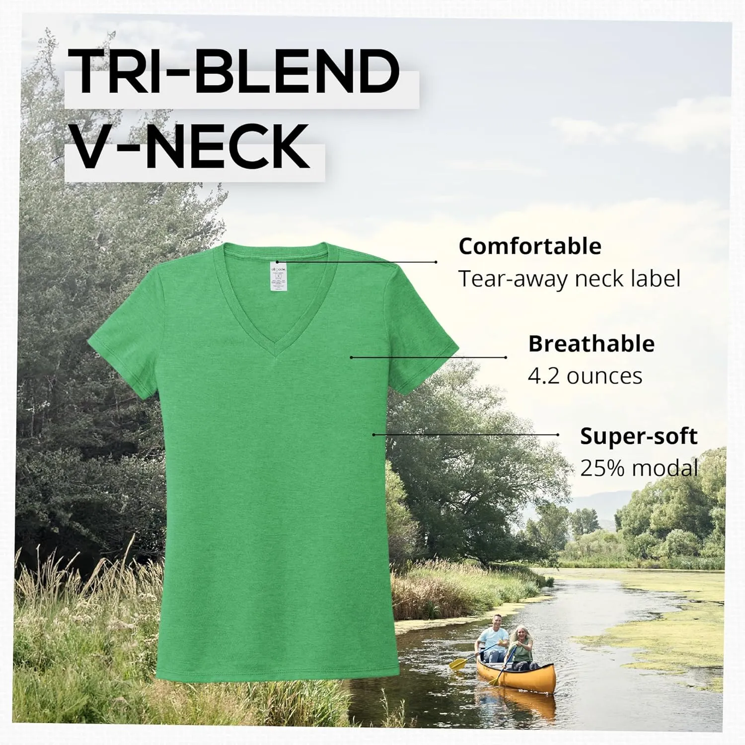 Allmade Women's Tri-Blend V-Neck T-Shirt