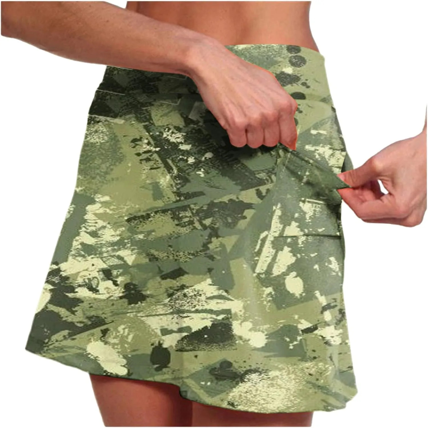 AMDBEL Athletic Yoga Culottes for Women Elastic Shorts Summer Lightweight High Waist Skinny Joggers Skirt with Pocket 2024