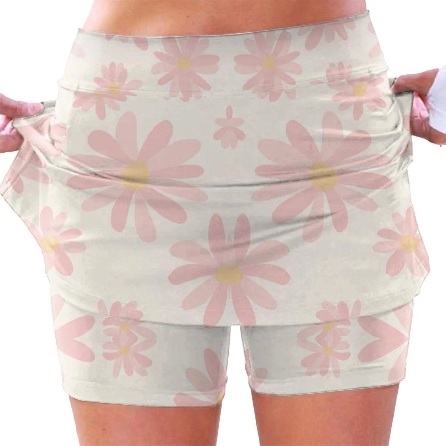 AMDBEL Athletic Yoga Culottes for Women Solid Color Elastic Shorts Summer Lightweight High Waist Skinny Joggers Skirt/Pocket
