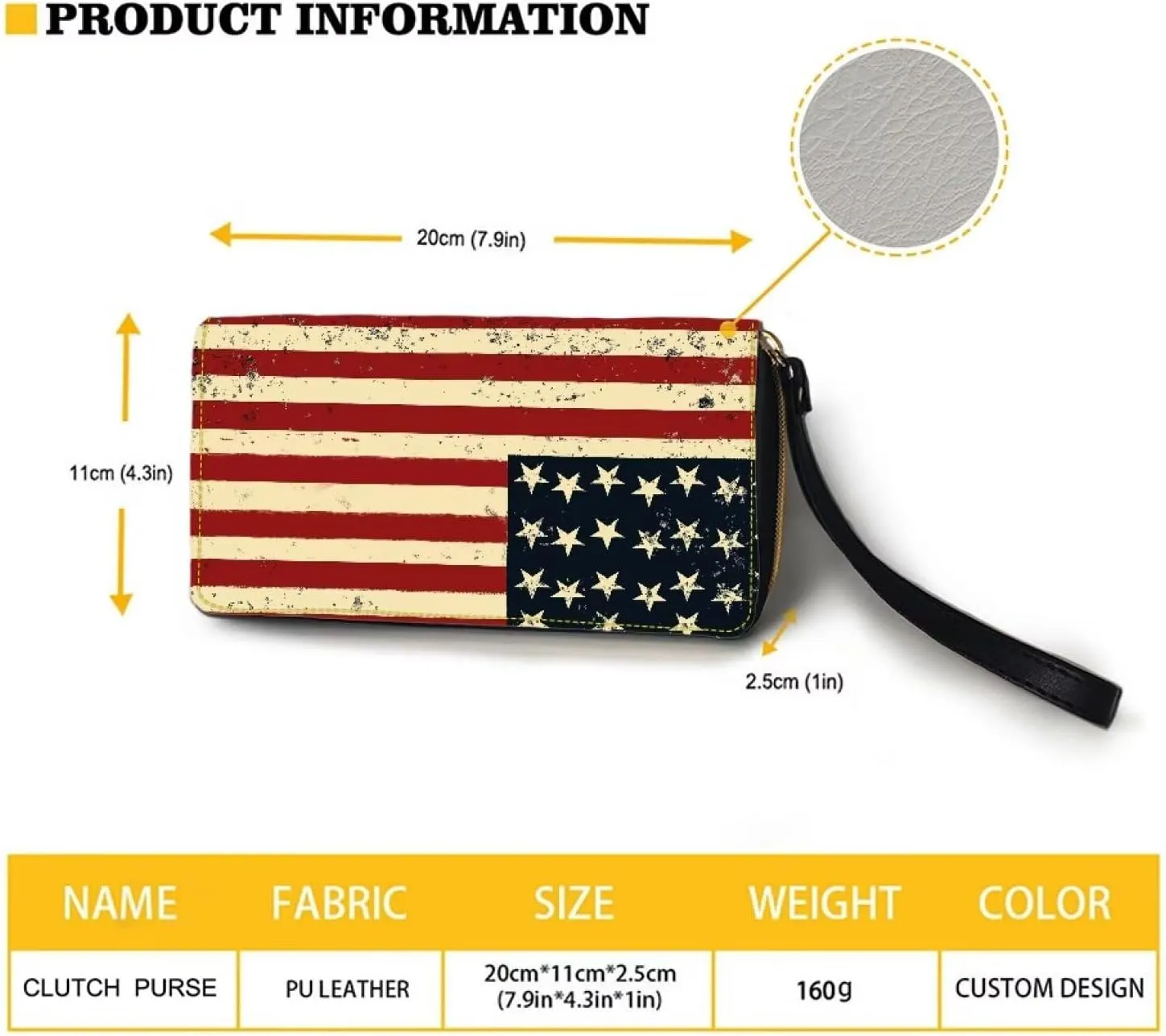 American Flag Print Womens Wallet RFID Blocking PU Leather Coin Purse Credit Card Phone Handbag Zipper Clutch Travel Purse Wristlet