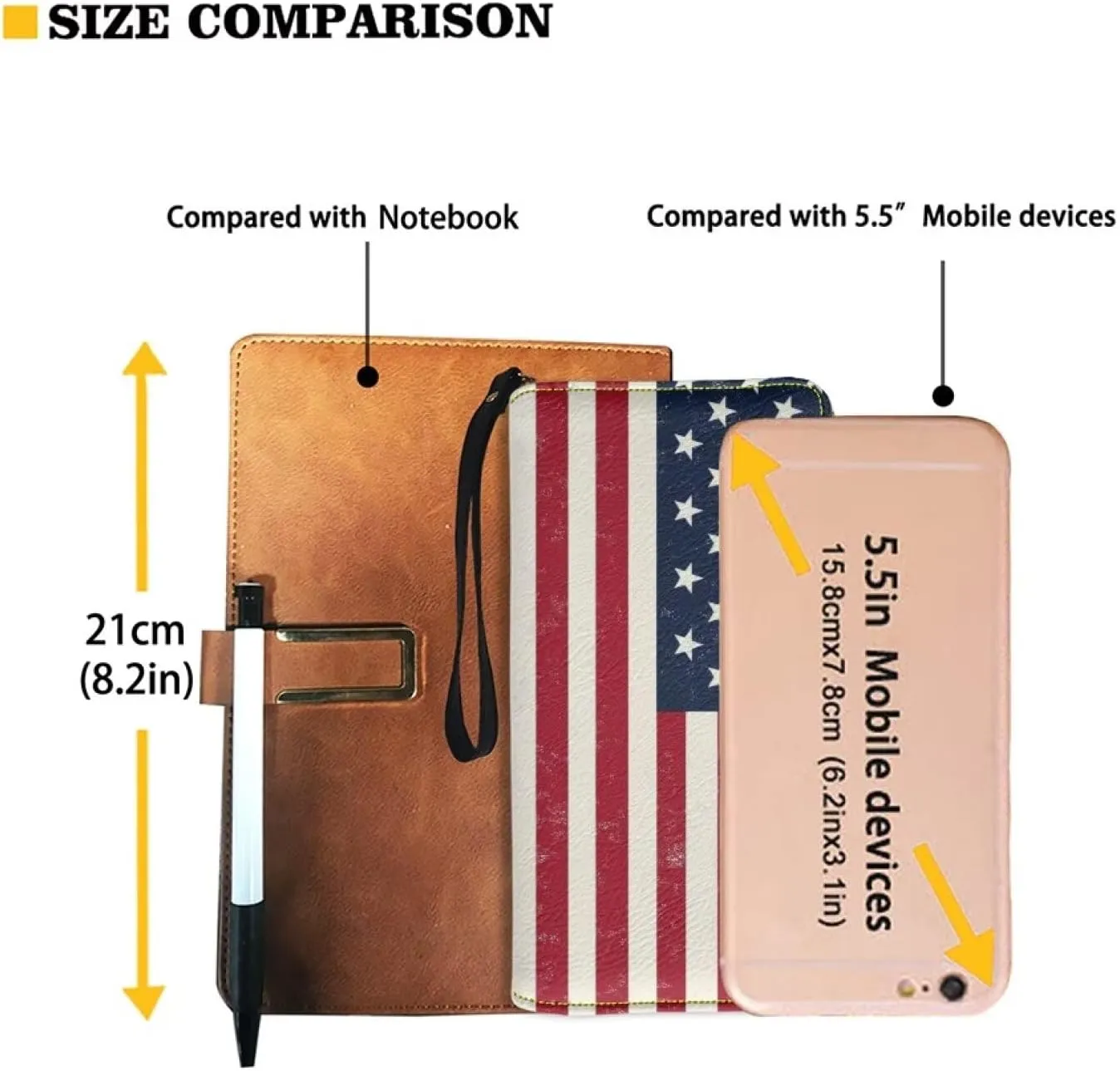 American Flag Womens for Wallet RFID Blocking Large Capacity PU Leather Purse Clutch Wallet Ladies Card holder Wristlet