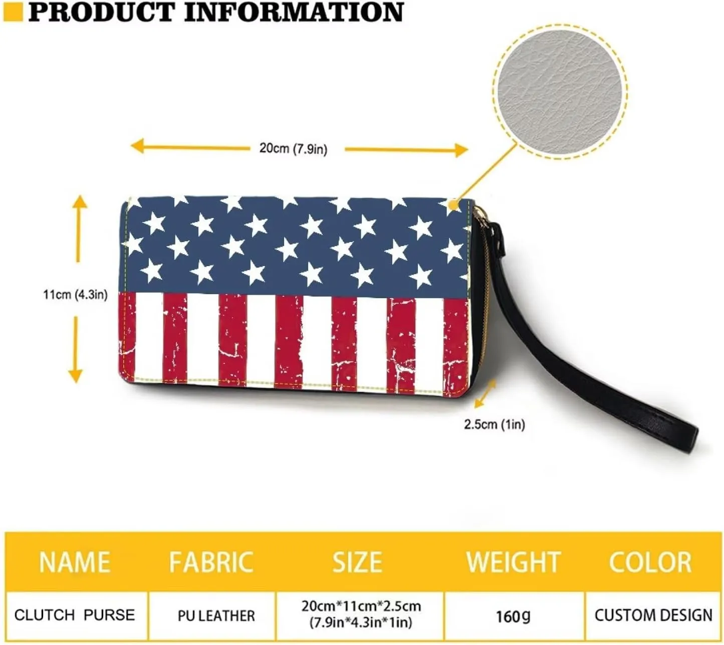 American Flag Wristlet Wallet for Womens Leather RFID Blocking Zip Around Card Holder Organizer Travel Clutch Bags