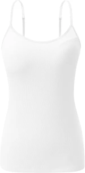 AMVELOP Camisole Top for Women with Built in Bra Adjustable Strap Basic Undershirt Layering Summer Top