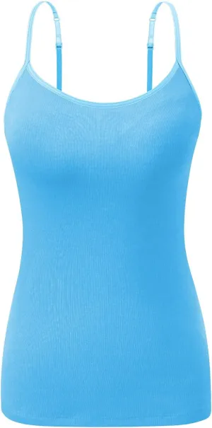 AMVELOP Camisole Top for Women with Built in Bra Adjustable Strap Basic Undershirt Layering Summer Top