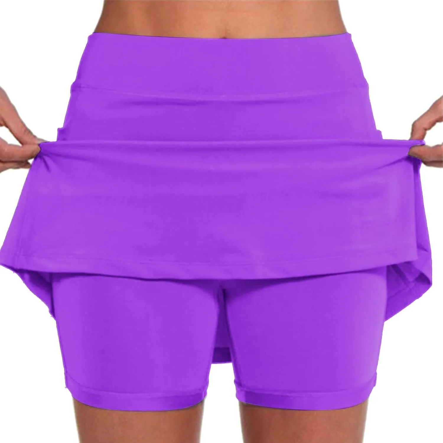 Athletic Skirts Women Solid Mid Waist Culottes Short Skirts Skinny Pants Tummy Control Plus Size Skort Womens Golf
