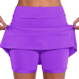 Athletic Skirts Women Solid Mid Waist Culottes Short Skirts Skinny Pants Tummy Control Plus Size Skort Womens Golf