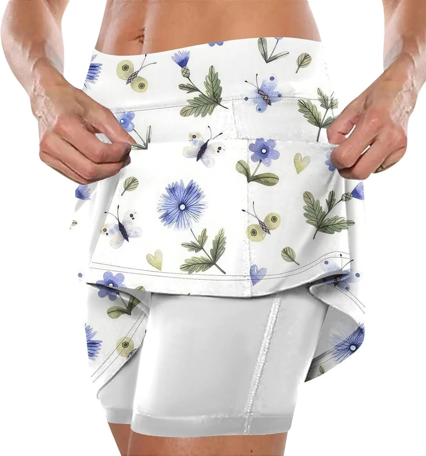 Athletic Skorts for Women with Pockets Lightweight Elastic Yoga Culottes High Waist Skinny Tennis Skirt Golf Skorts