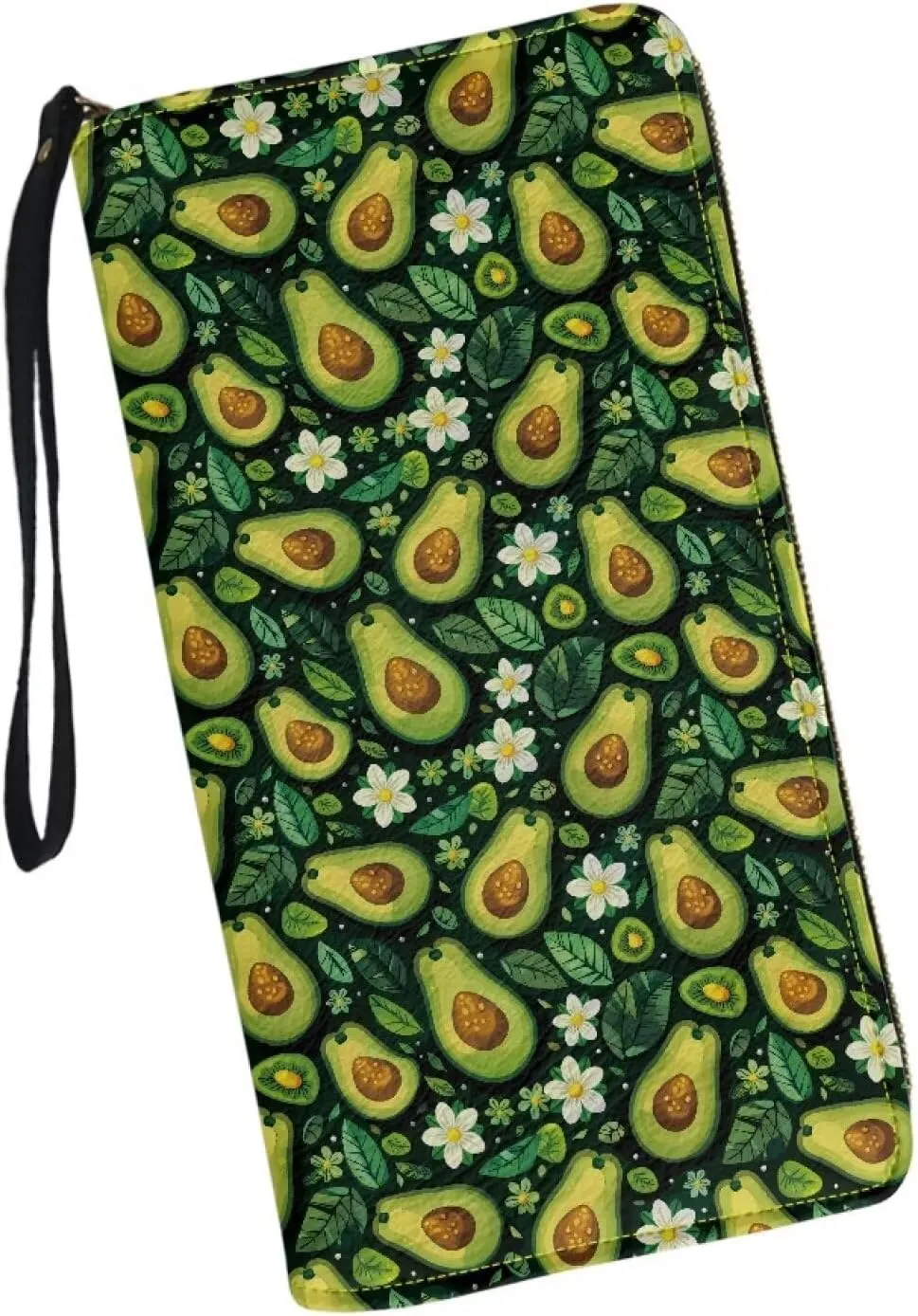 Avocados Wallet for Women RFID Blocking PU Leather Zipper Around Wallets Clutch Wristlet Travel Long Purse