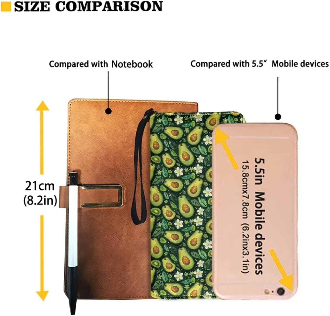 Avocados Wallet for Women RFID Blocking PU Leather Zipper Around Wallets Clutch Wristlet Travel Long Purse