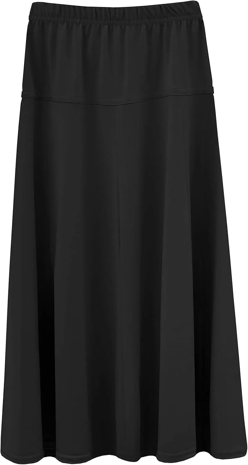 BABY O Girls Kids Basic Stretch Slinky Knit A-Line Ankle Length Maxi Skirt for 4 to 18 Years Old