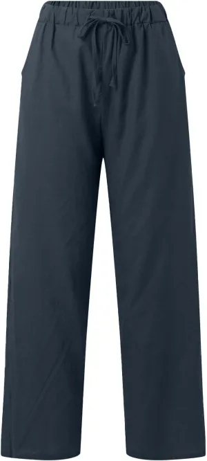 Baggy Linen Pants for Women Summer Boho High Waisted Palazzo Pants Loose Comfy Straight Leg Trousers with Pockets