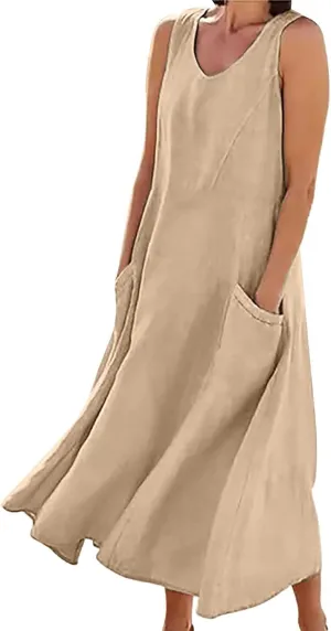 Beach Vacation Clothes for Women Beach Fashion Vacation Essentials Summer Dresses for Women 2025 Cotton Linen Maxi Dress