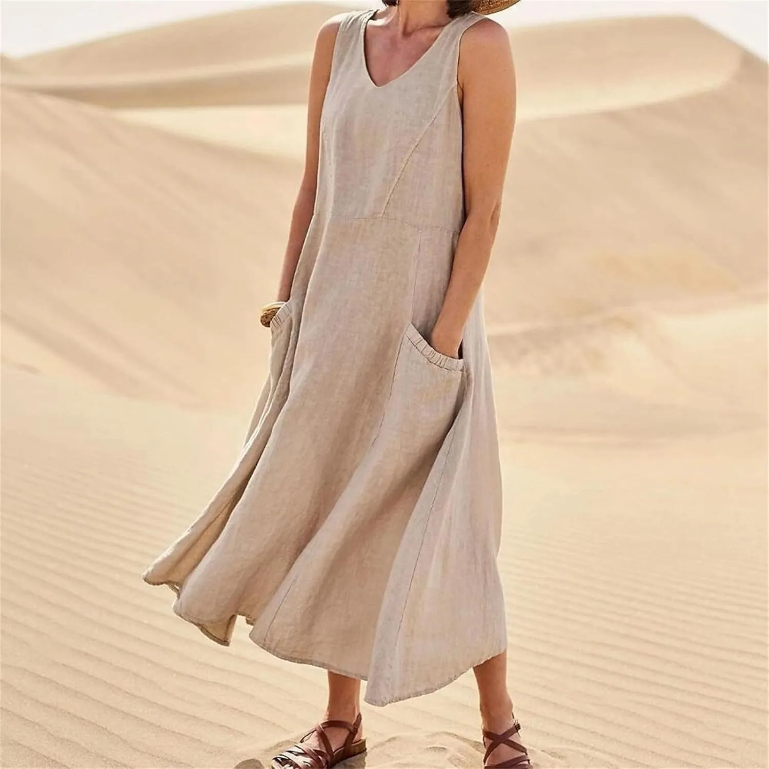 Beach Vacation Clothes for Women Beach Fashion Vacation Essentials Summer Dresses for Women 2025 Cotton Linen Maxi Dress