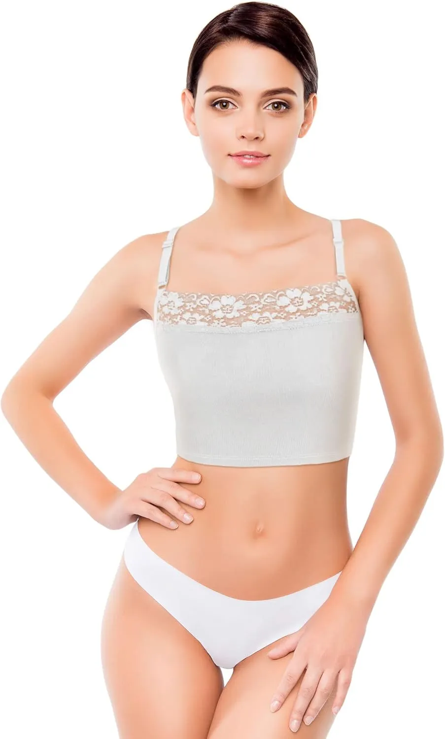 Bencailor 3 Pieces Lace Camisole Crop Top Lace Half Cami Breathable Basic Cami Spaghetti Tank Top for Women