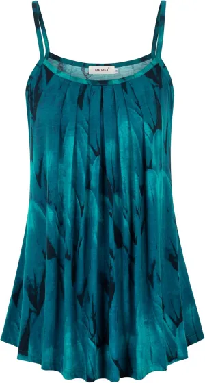 BEPEI Women Loose Casual Summer Pleated Flowy Sleeveless Camisole Tank Tops