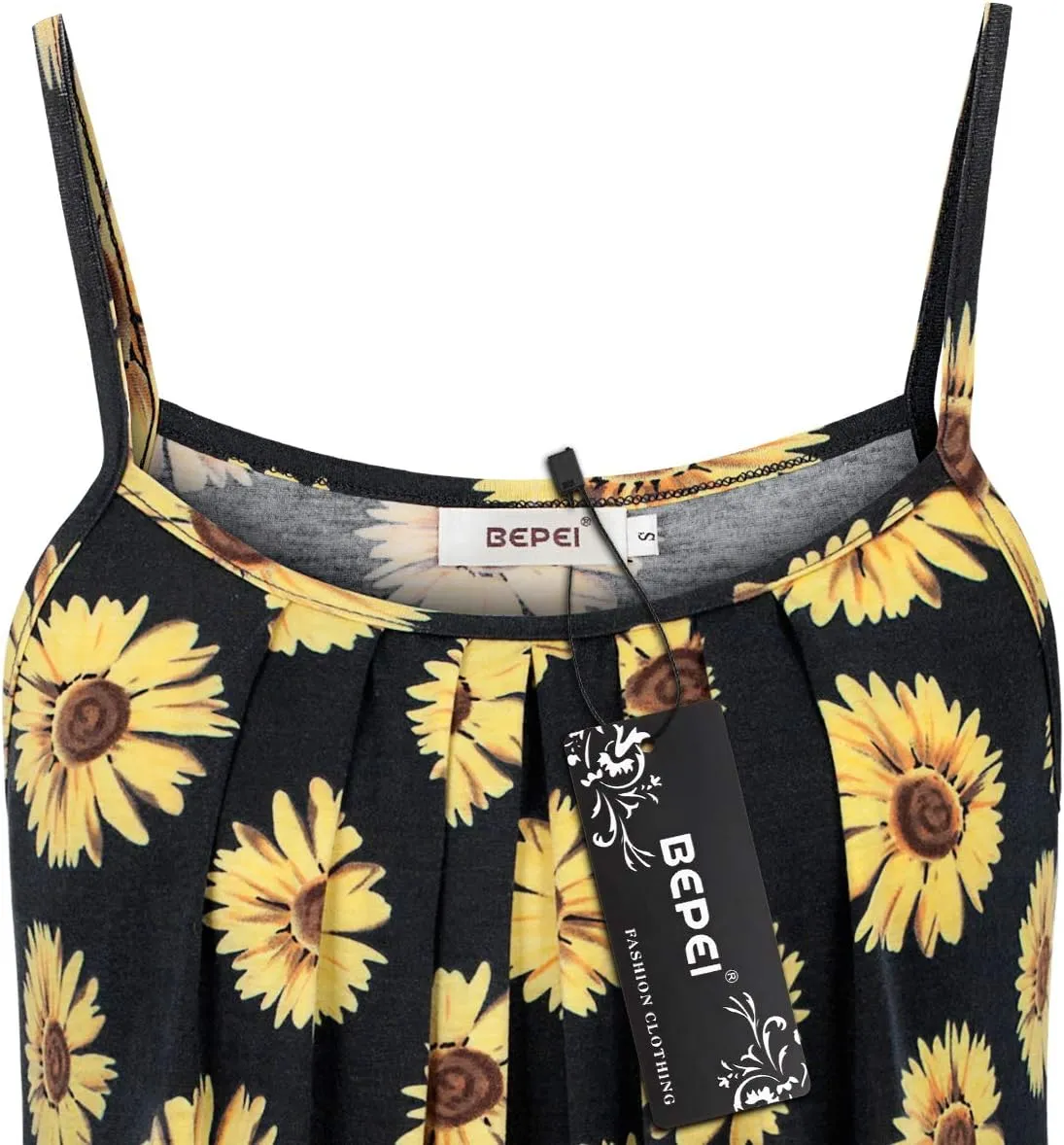 BEPEI Women Loose Casual Summer Pleated Flowy Sleeveless Camisole Tank Tops