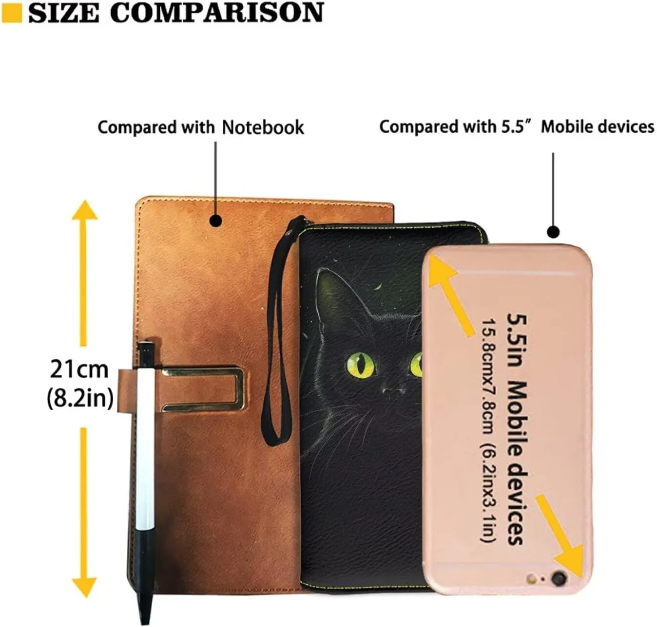 Black Cat Wallet for Women Leather RFID Blocking Design Zip Around Card Holder Organizer Ladies Travel Clutch Wristlet