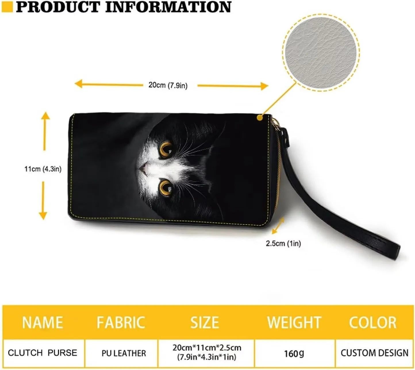 Black Cat Wristlet Wallets for Womens Casual PU Leather Long Purse RFID Blocking Card Holder Clutch Bag Lady Handbags