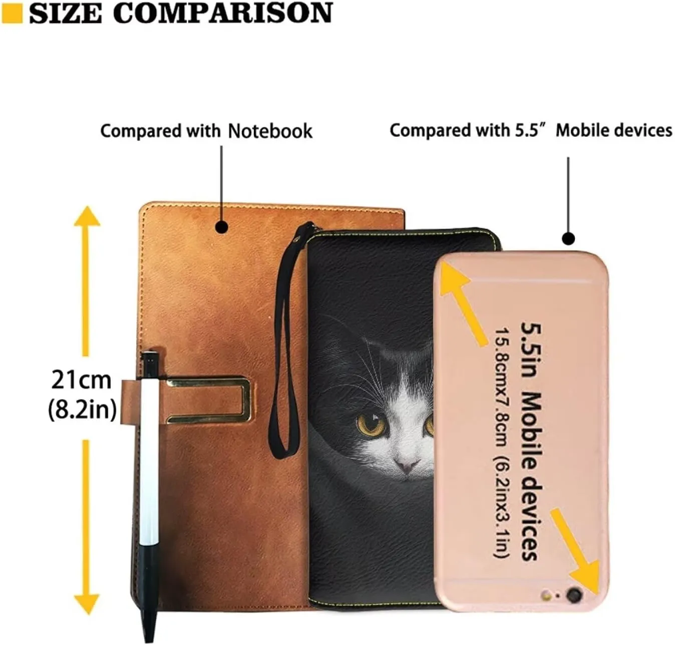 Black Cat Wristlet Wallets for Womens Casual PU Leather Long Purse RFID Blocking Card Holder Clutch Bag Lady Handbags