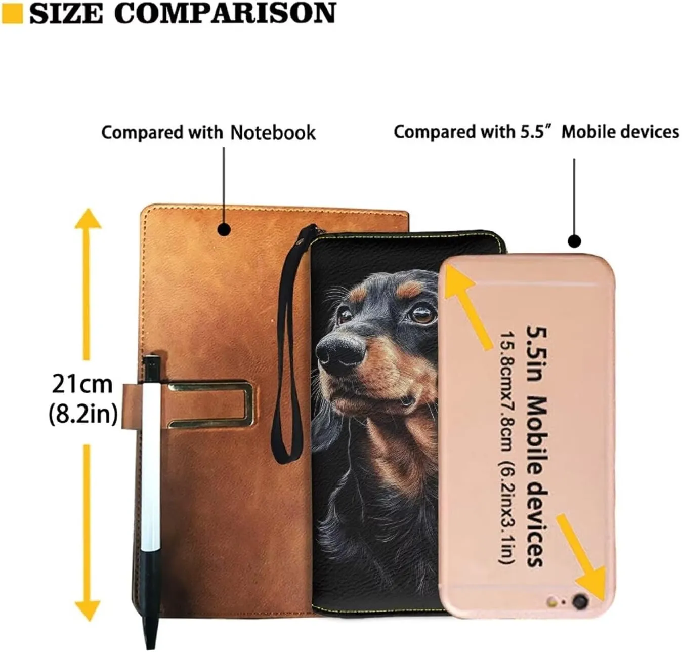 Black Dachshund Wallet for Women RFID Blocking Card Holder Clutch Leather Zip Around Phone Ladies Travel Purse Wristlet