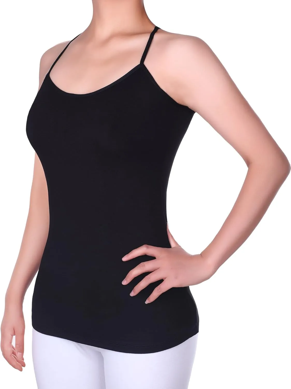 Boao 3 Pieces Women Camisoles Basic Stretch Cami with Y-Back Spaghetti Strap Tank Tops, 3 Colors