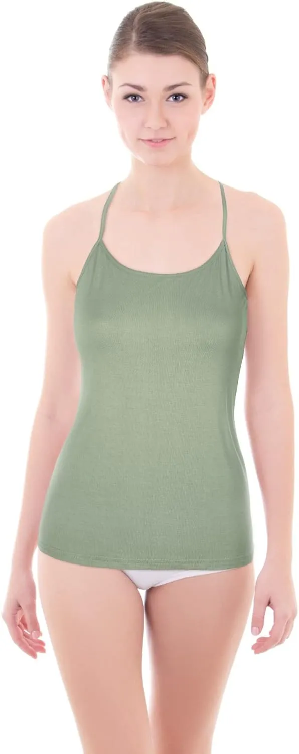 Boao 3 Pieces Women Camisoles Basic Stretch Cami with Y-Back Spaghetti Strap Tank Tops, 3 Colors