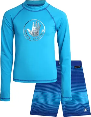 Body Glove Boys Rash Guard Set - UPF 50  Swim Shirt and Bathing Suit Trunks - Swimwear Set for Boys (4-12)