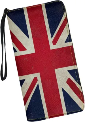 British Flag Women Wristlet Wallets Zip Around Card Holder Wristlet Clutch Long Leather Purse