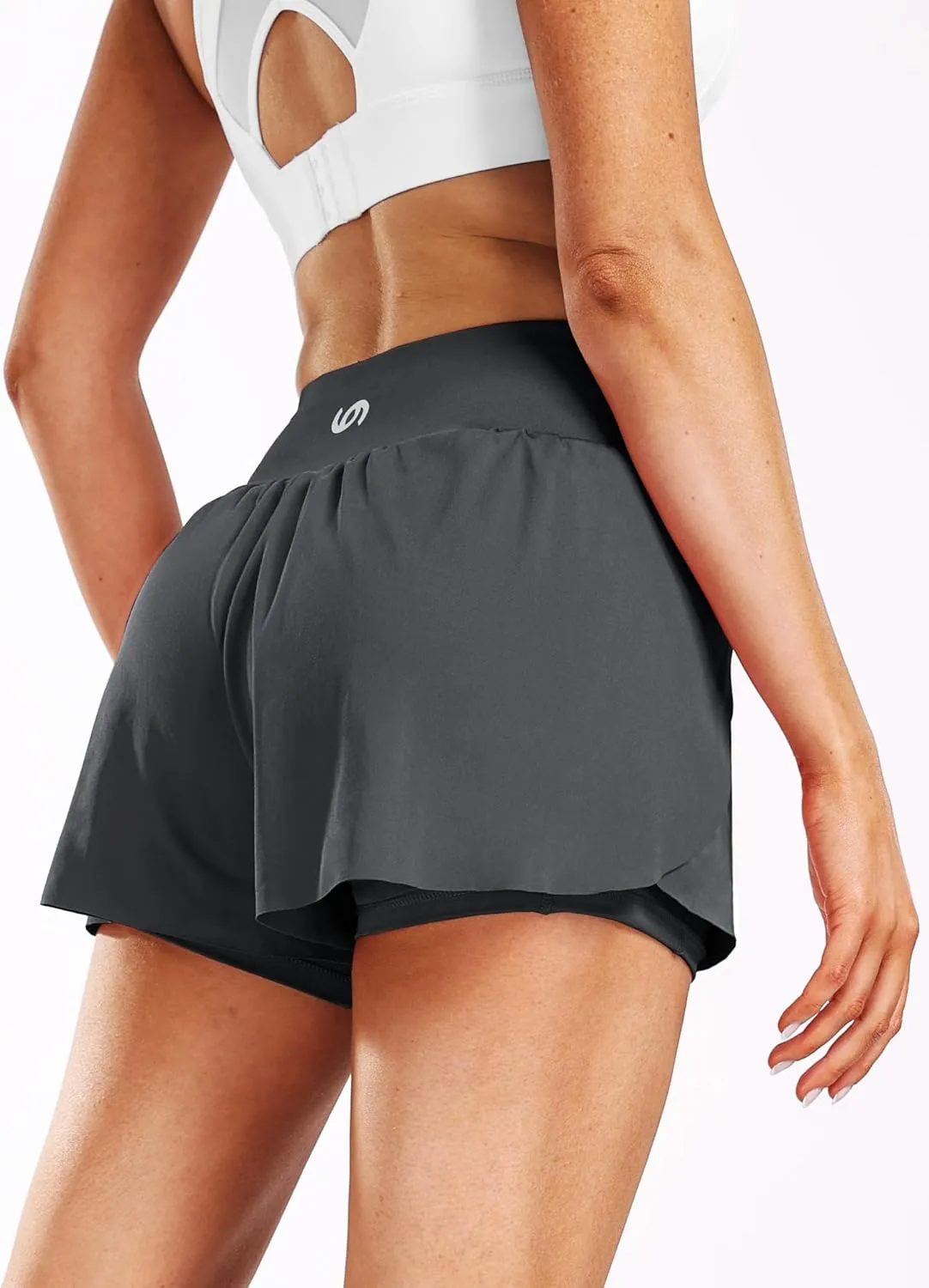CADMUS 2 in 1 Women's Spandex Athletic Shorts Gym Yoga Shorts Pockets