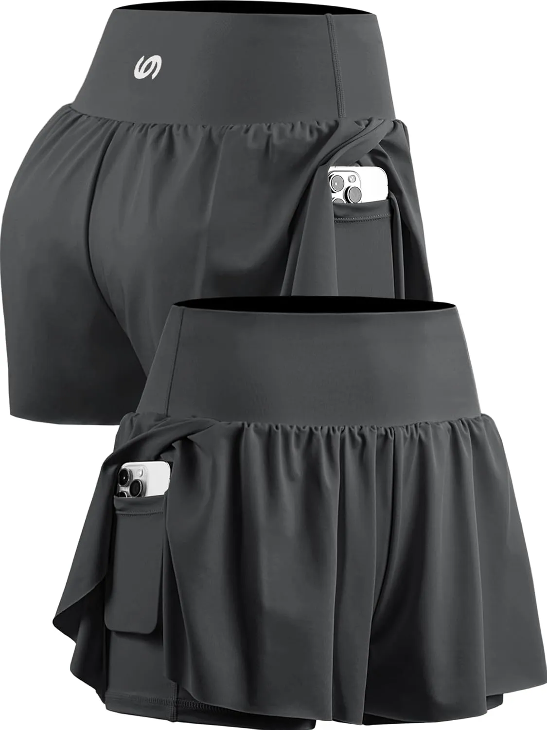 CADMUS 2 in 1 Women's Spandex Athletic Shorts Gym Yoga Shorts Pockets