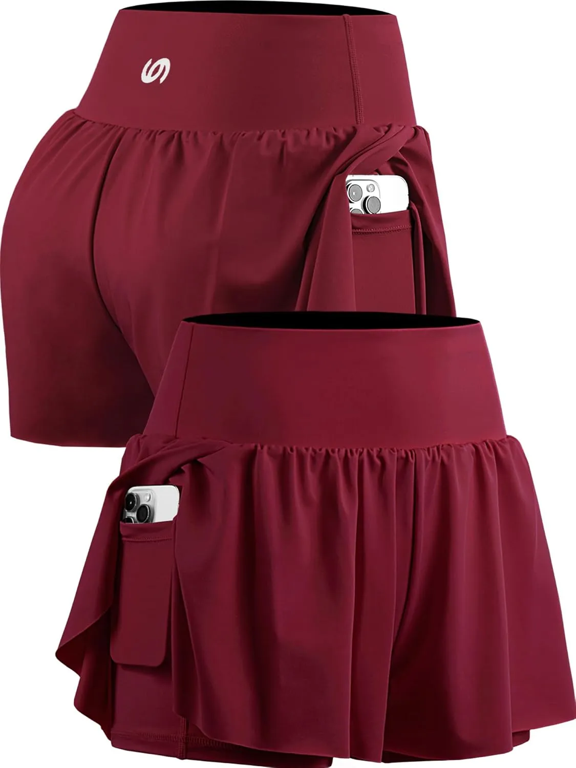 CADMUS 2 in 1 Women's Spandex Athletic Shorts Gym Yoga Shorts Pockets