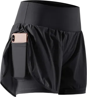 CADMUS 2 in 1 Women's Workout Shorts for Athletic Gym Running Shorts with Phone Pockets