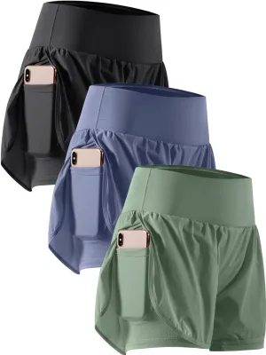 CADMUS 2 in 1 Women's Workout Shorts for Athletic Gym Running Shorts with Phone Pockets