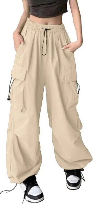 Cargo Pants for Women, Casual Hip Hop Joggers Pants Loose Y2k Cargo Pants Flap Pocket Trousers E-Girl Streetwear