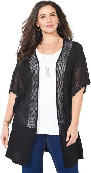 Catherines Women's Plus Size Crochet Cardigan
