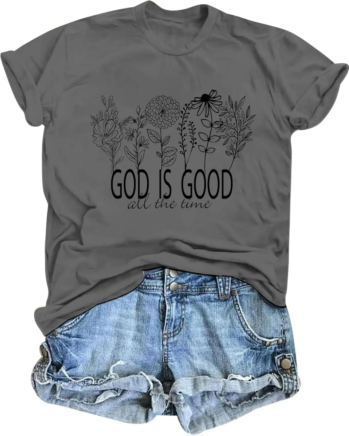 Christian Shirts for Women God is Good Bible Verse Tshirt Jesus Religious Gift Wildflower Inspirational Short Sleeve Tee Tops