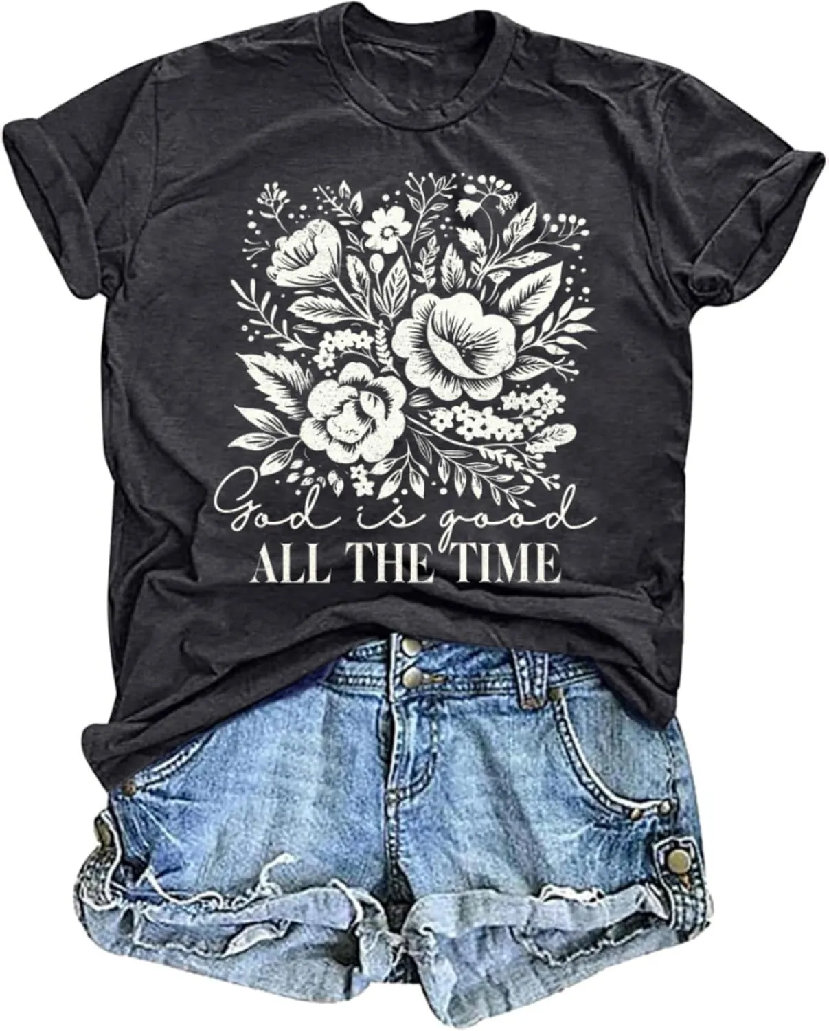 Christian Shirts for Women God is Good Bible Verse Tshirt Jesus Religious Gift Wildflower Inspirational Short Sleeve Tee Tops