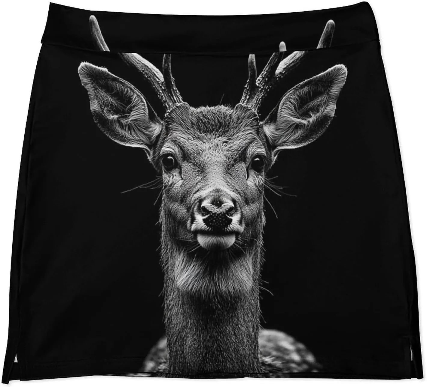 Close Up of Deer Head Women's Mini Tennis Skirt with Shorts Underneath Athletic Workout Cute Skorts